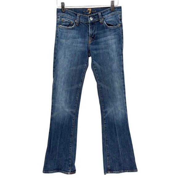 7 For All Mankind Bootcut Jeans Womens Blue Low Rise Stretch Denim Size 25 - Picture 1 of 12